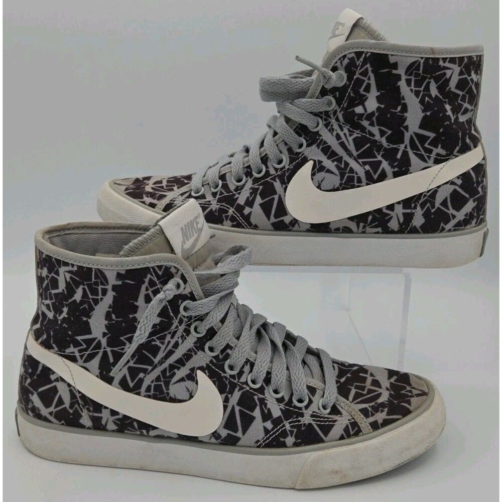Nike Blazer Mid Gray White Geometric Print High Top Sneakers  Mens Size 7 EUC